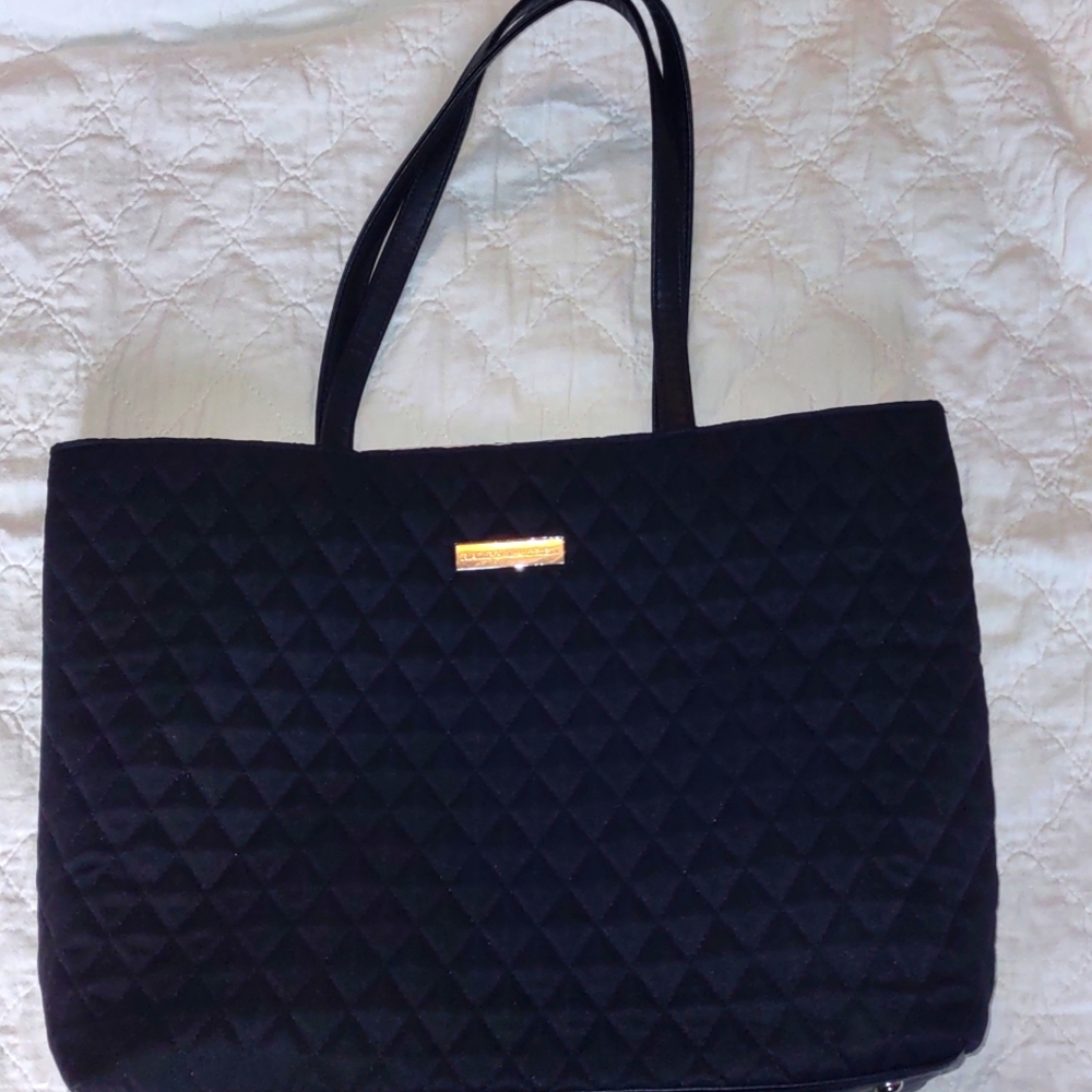 Ralph Lauren Quilted Tote Handbag- Black Polyester